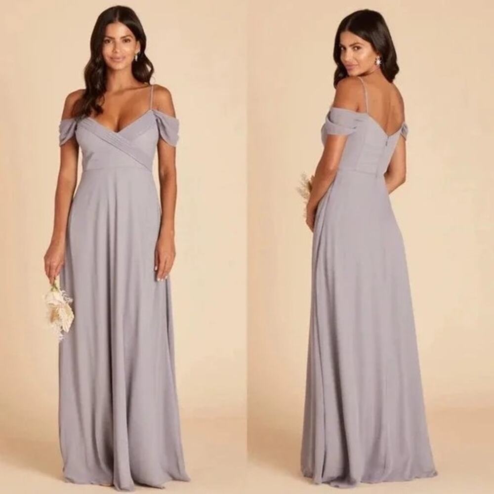 1261 NWT Birdy Grey Spence Chiffon Convertible Bridesmaids Dress Silver Size XL